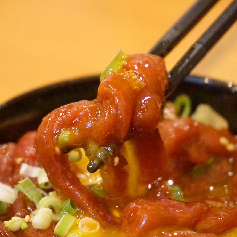 馬ユッケ(久留米とんこつラーメン 花畑丸福(はなばたけまるふく))