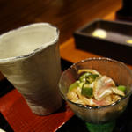 ミミガーとオクラの和え物(博多町家 喫茶＆酒舗 みねとこ)