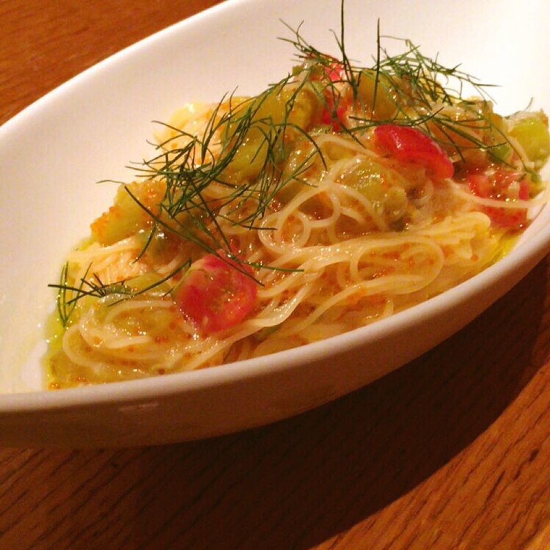 トビコと焼き茄子の冷製パスタ(キュイジーヌ MA)