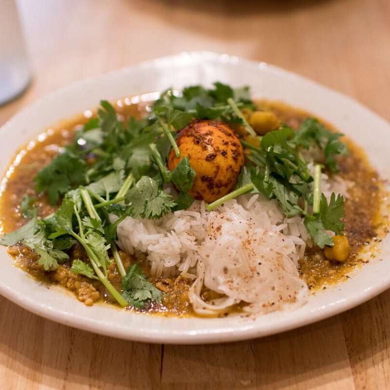 キーマカレー、ジャスミンライス、スパイス玉子、パクチー増量(curry phakchi(パクチー))