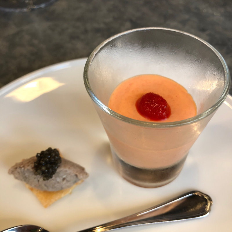 鮎のリエット・赤ピーマンのムース(プルミエレタージュ)