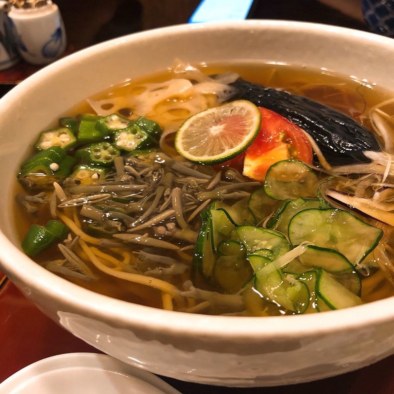 夏野菜の冷かけ(江戸蕎麦手打處あさだ 浅草橋)