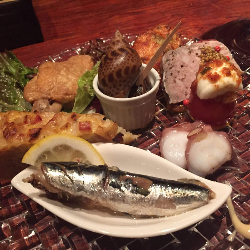 お任せオードブル(北新地ワインバーわいんばるMandou ﾏﾝﾄﾞｳ)