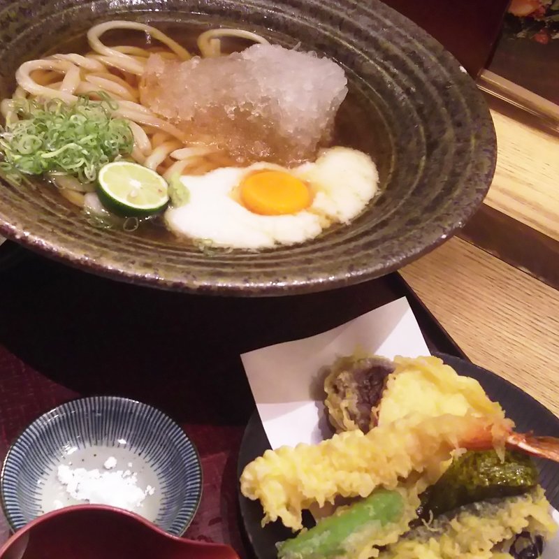 天山かけのおうどん（氷冷だし）(麺匠の心つくし つるとんたん 羽田空港店)