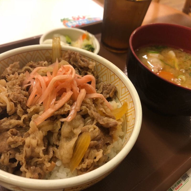牛丼豚汁おしんこセット(すき家 20号日野万願寺店 )