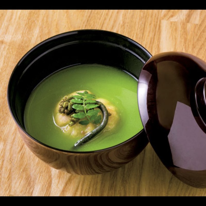 新ごぼうの真丈とえんどう豆のすり流し(新橋 堤)