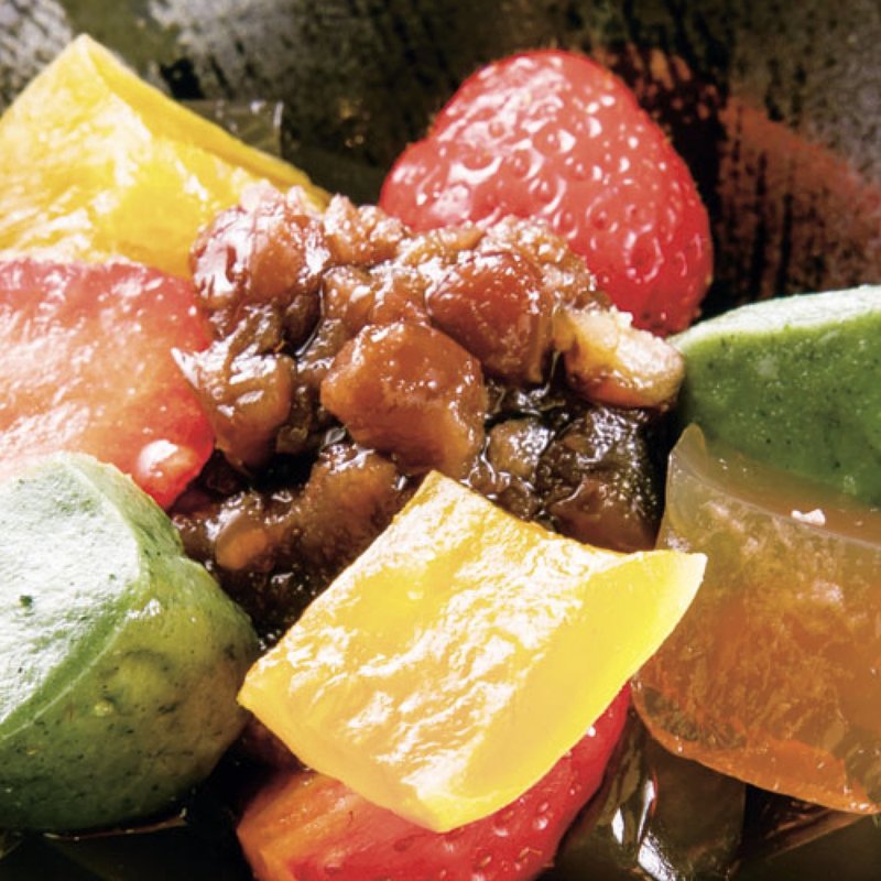 【甘味】茶寒天あんみつ(きんとき )