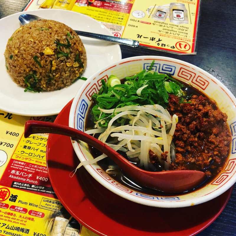 旨辛ミンチそば+焼きめし(新福菜館 秋葉原店)
