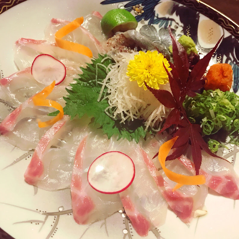 鯛の薄造り(まりも亭 離れ座敷)