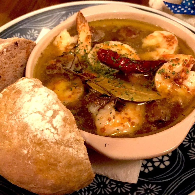 エビとインカのめざめのアヒージョ(清水亭)