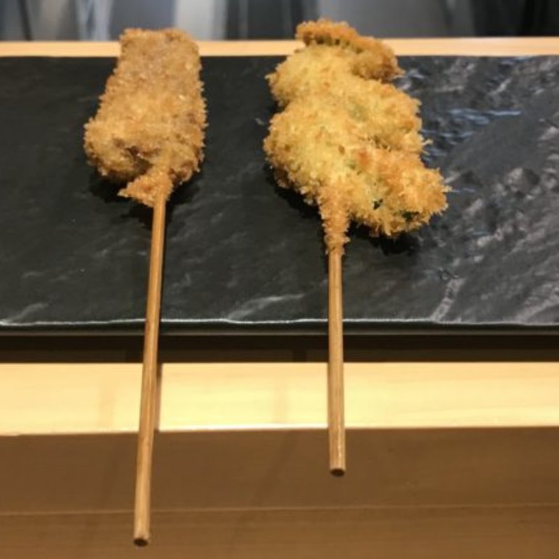 【和牛ヒレ肉】【芝エビしそ巻き】(串カツ くしくし)