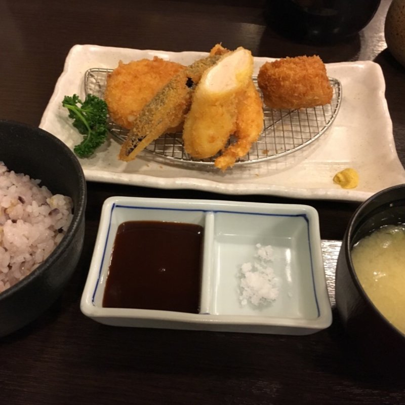 ささみカツ・一口カツ・カニクリーム膳(イマカツ 銀座店)