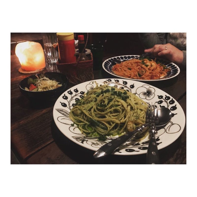 ぷりぷり海老のジェノベーゼパスタ(山閑人 （サンカンジン）)