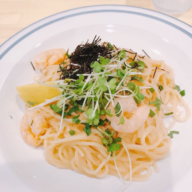 明太子とエビのパスタ(東山茶房)