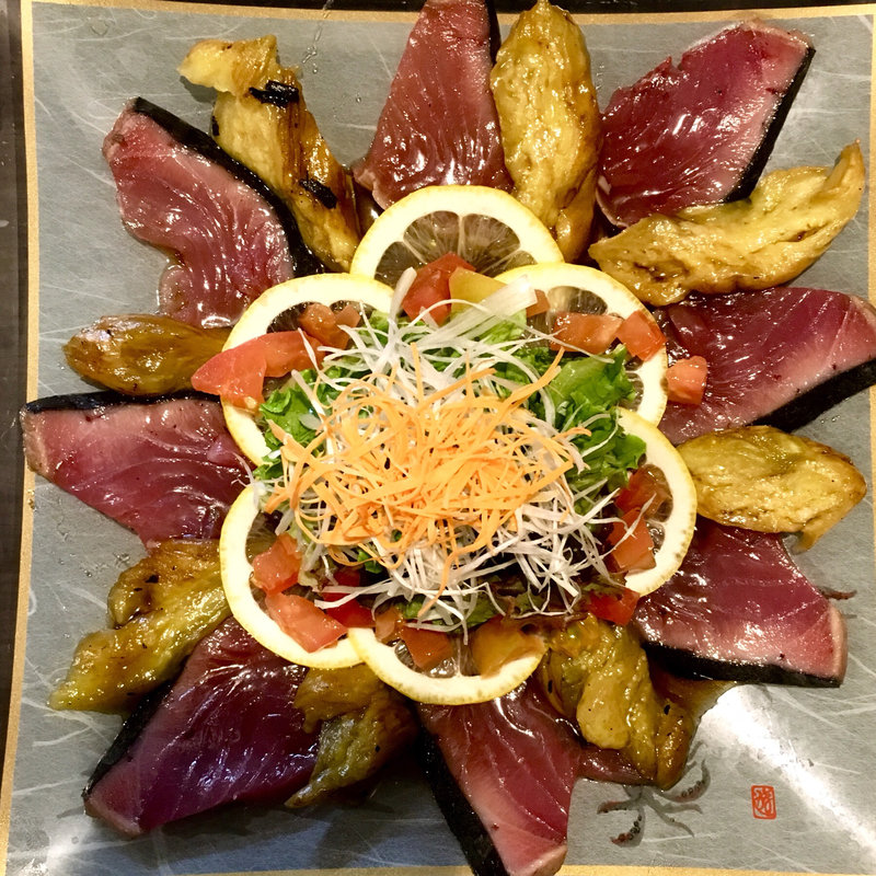 カツオと焼き茄子のカルパッチョ(旬味旬菜 大和)