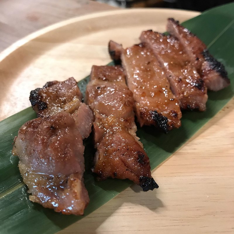 肩ロースの味噌漬け焦がし焼き(串焼き 焼とんyaたゆたゆ裏天王寺店)