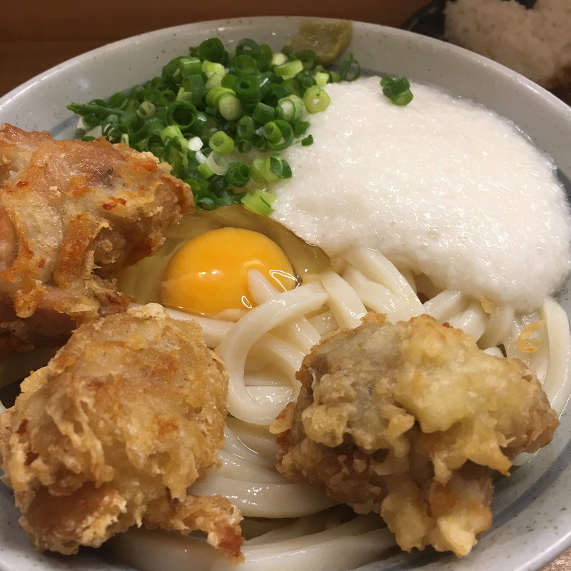 鶏天月見山うどん(うどん甚三 （じんざ）)