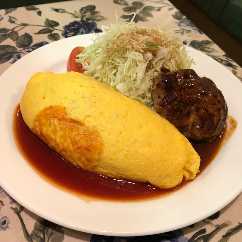オムライス&合挽きハンバーグ（トマトソース）(グリル ロン)