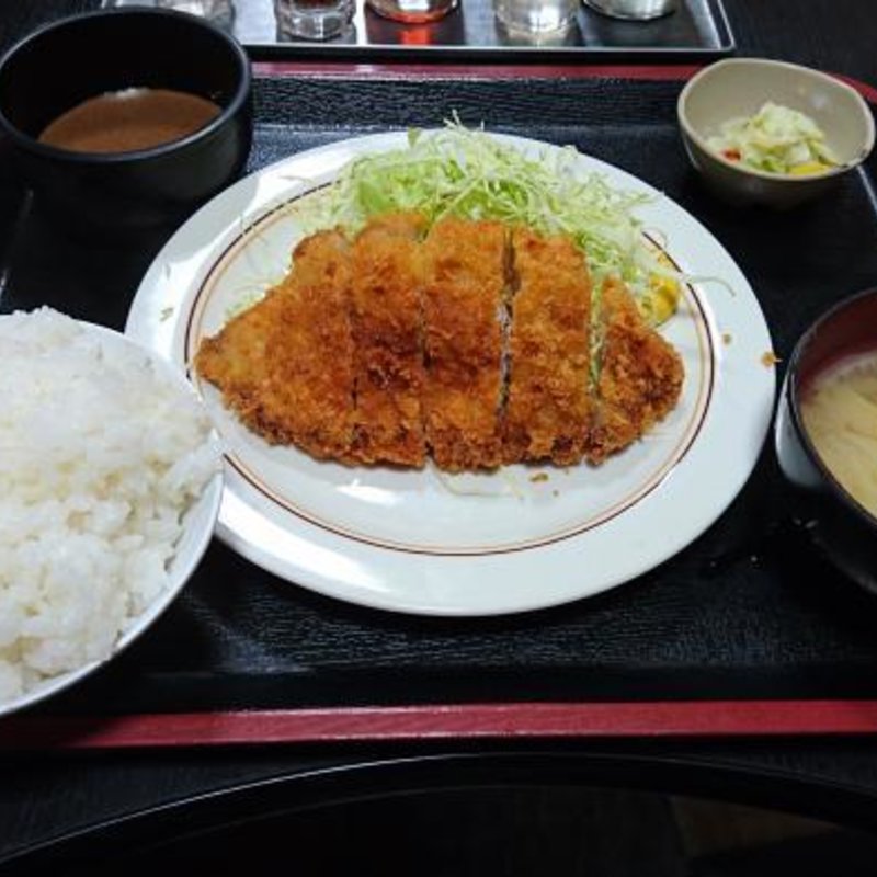 くるみ味噌カツ定食+ライス大盛り(雷電 くるみの里 )