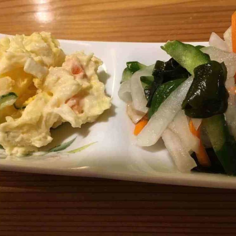 お通し【ポテサラと酢のもの】(ままや)
