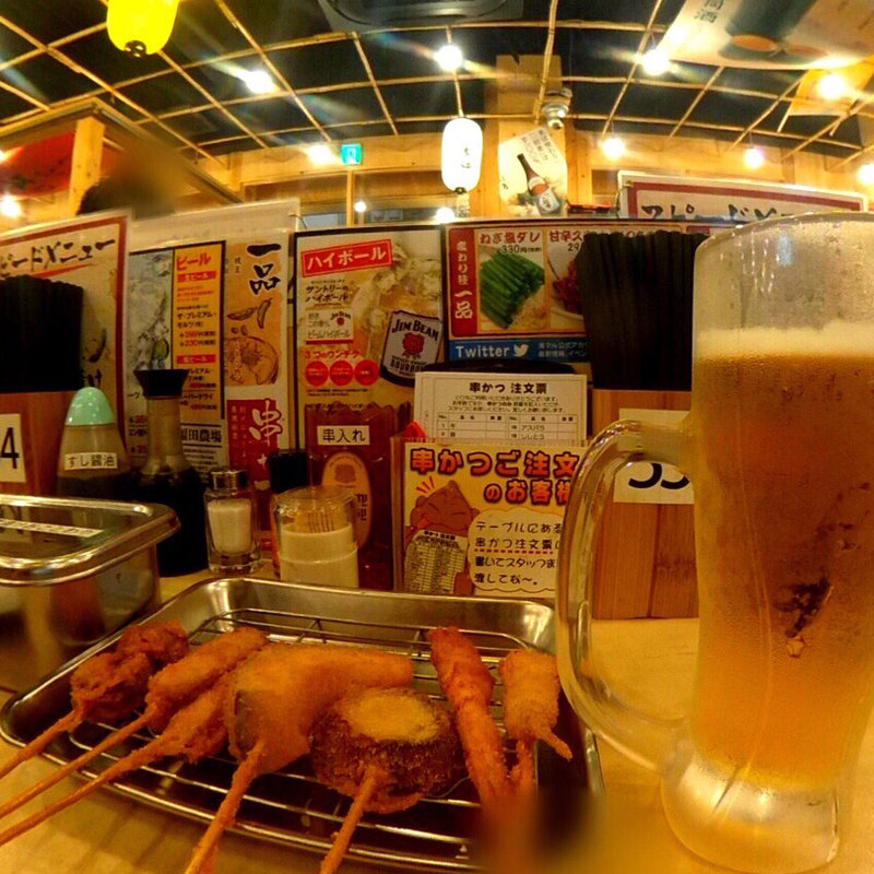 串カツお任せ7本(大阪屋台居酒屋 満マル ジャンジャン横丁店ビリケンショップ)