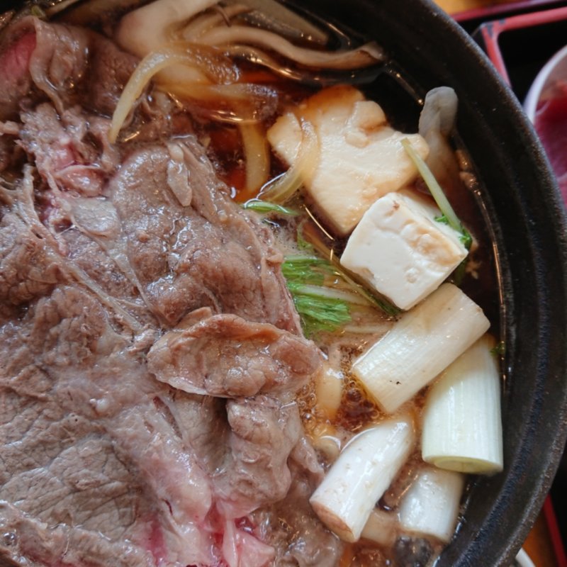 特選アンガスビーフのすき焼きうどん鍋(和食れすとらん天狗 高幡不動店)