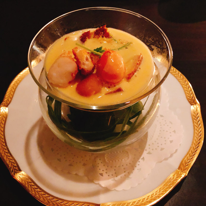 北海シマ海老 タラバ蟹 帆立貝のチャウダー(カフェ カリフォルニア )