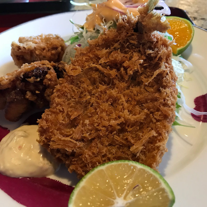 定食 アジフライと鳥唐揚げ(自遊亭 )