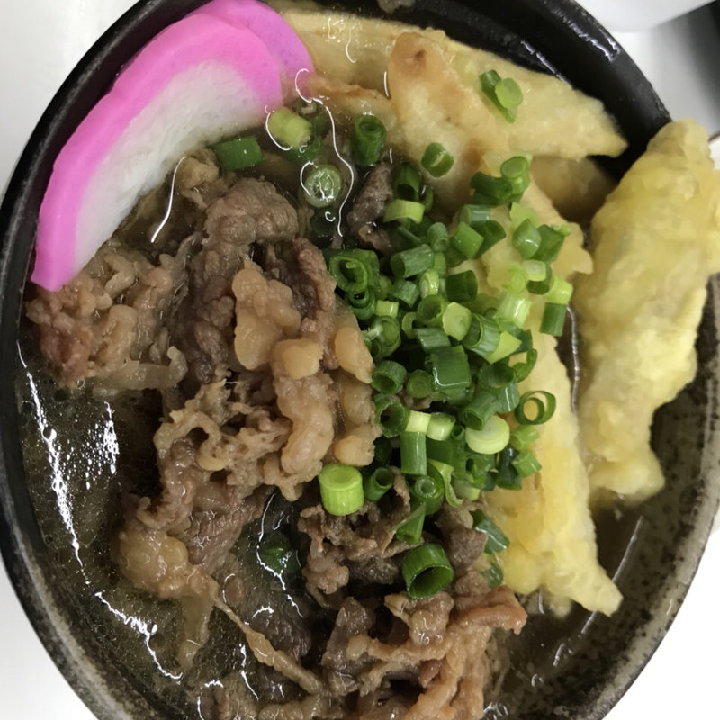 肉うどん(ゴボウのせ)(源平うどん)