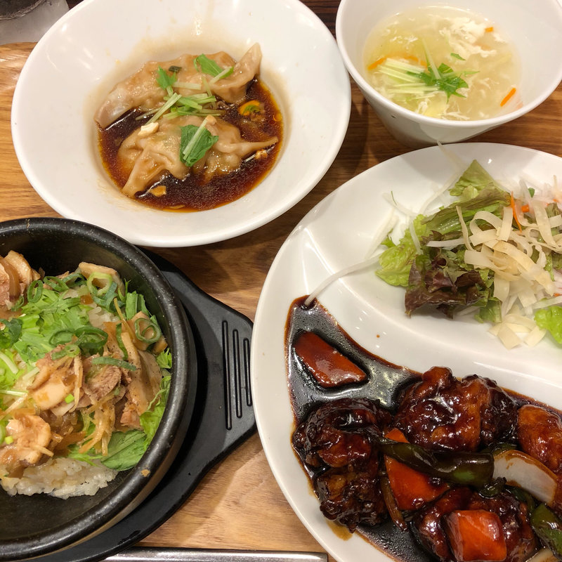 鶏の黒酢炒め＆石焼炒飯セット(上海常 （シャンハイチャン）)