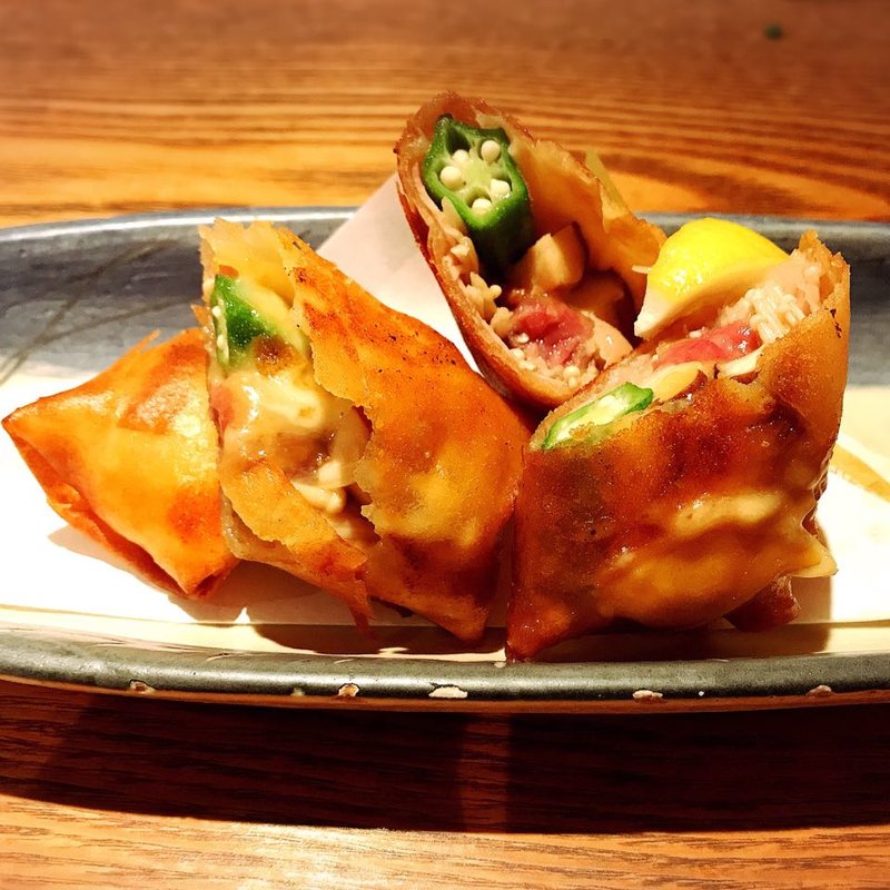牛とおくらの揚げ春巻(恵比寿らっきょ)