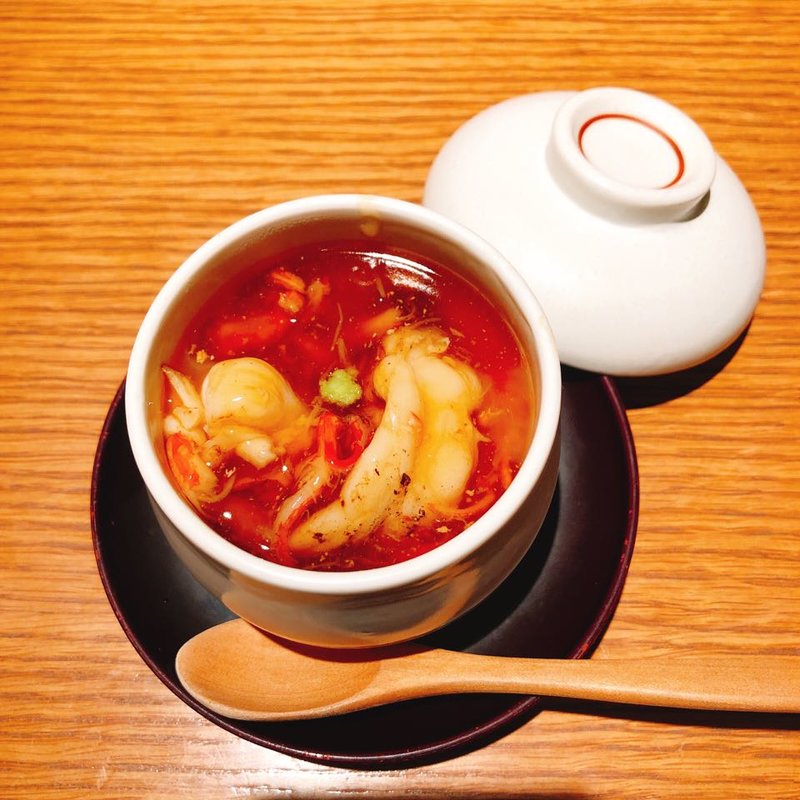 モッツァレラチーズとオマール海老の茶碗蒸し(和えに)