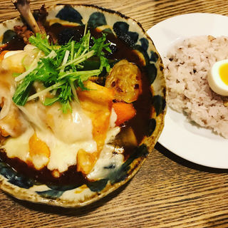 皮がパリッとしたチキンと野菜たっぷりカレー(ポニピリカ)