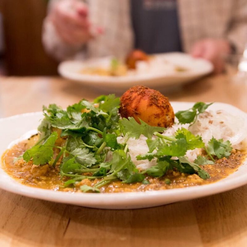 大辛キーマカレー、ジャスミンライス、スパイス玉子、パクチー増量(curry phakchi(パクチー))