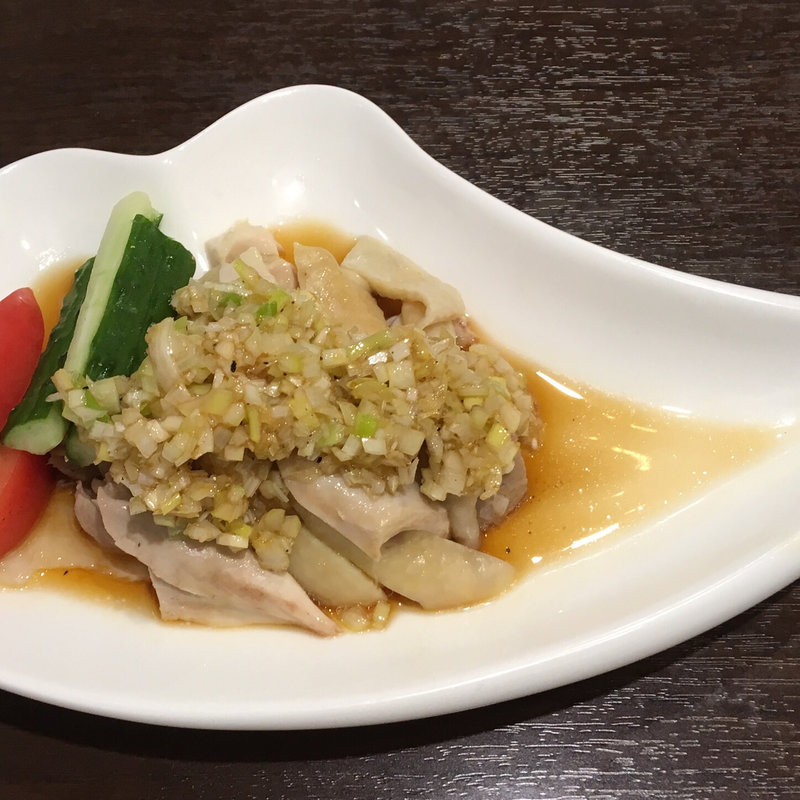 蒸鶏の葱油がけ(一すじ 中洲店)