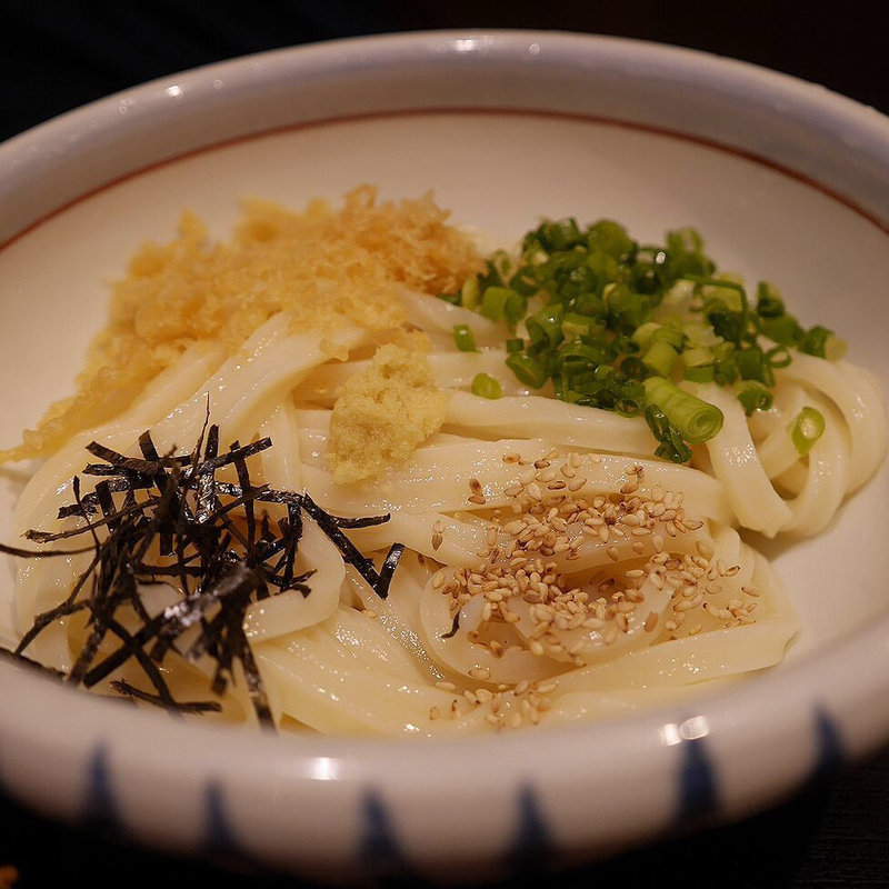ぶっかけうどん(とり天ぶっかけと鴨釜うどん 麺匠 やしま)