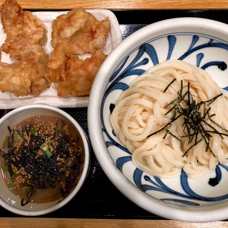 肉つけ麺 ＋ とり天(手打ちうどん うえだ)