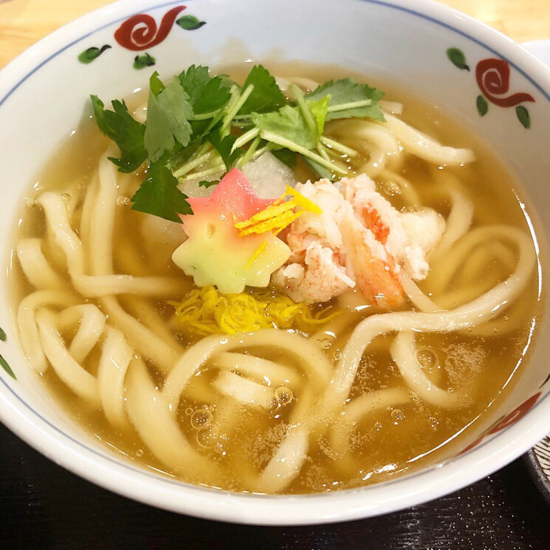蟹と菊花のみぞれあんかけうどん(手打ちうどん ほそ井 )