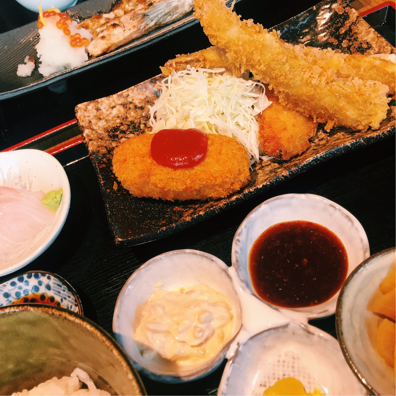 フライとお刺身のランチ(和えに)