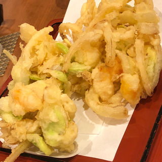 空豆と海老の天ぷら(一徹)