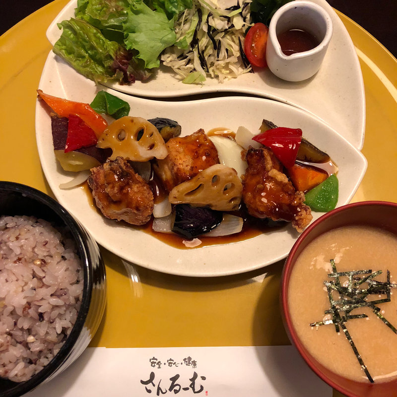 塩麹唐揚げと彩り野菜の黒酢あんかけ定食(さんるーむ そごう広島店 )