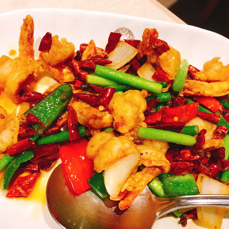 海老の大辛炒め(中国大明火鍋城)