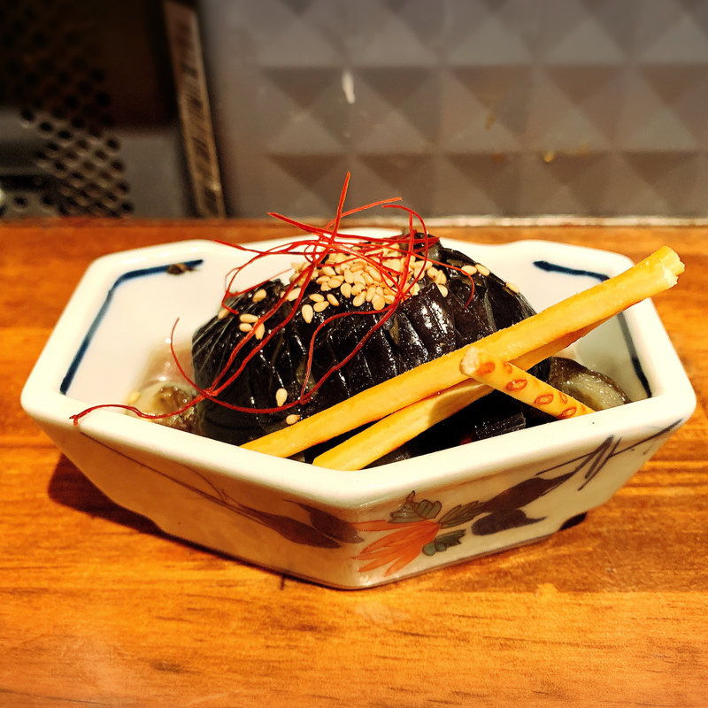 ナスの揚げ浸し(かごっま屋台 火の玉ボーイ)