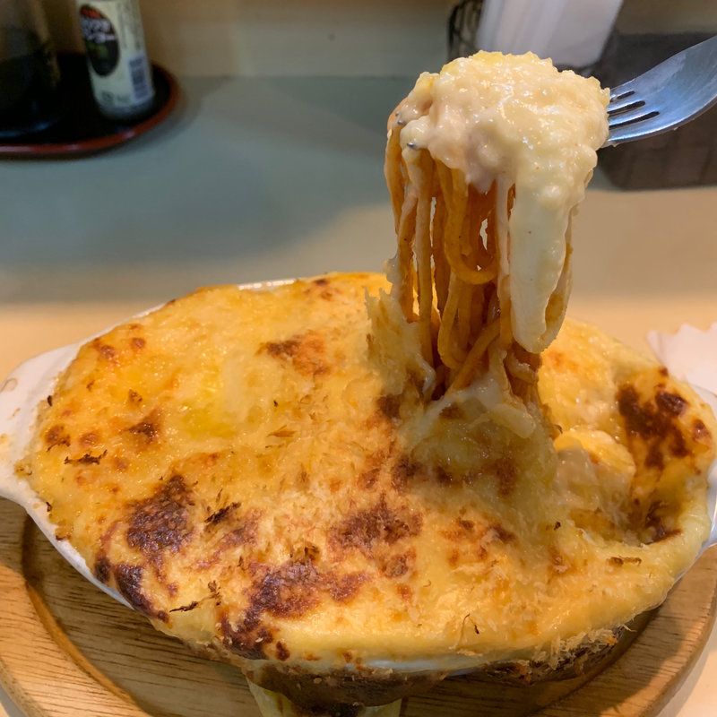 スパゲッティと卵のグラタン(ブルドック )