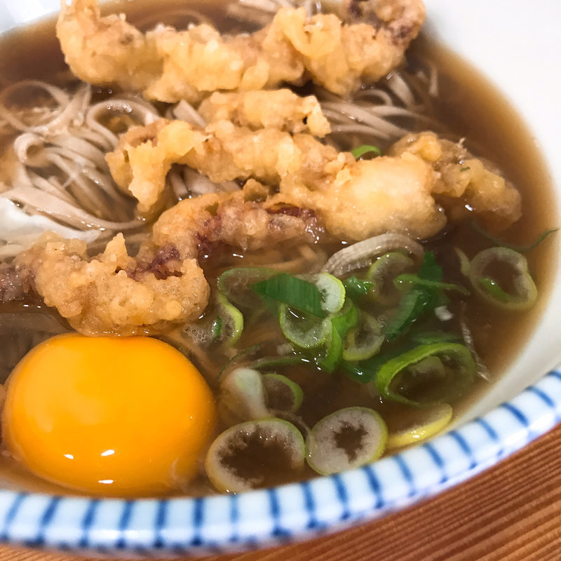 げそ天そば＋生卵(なかや )
