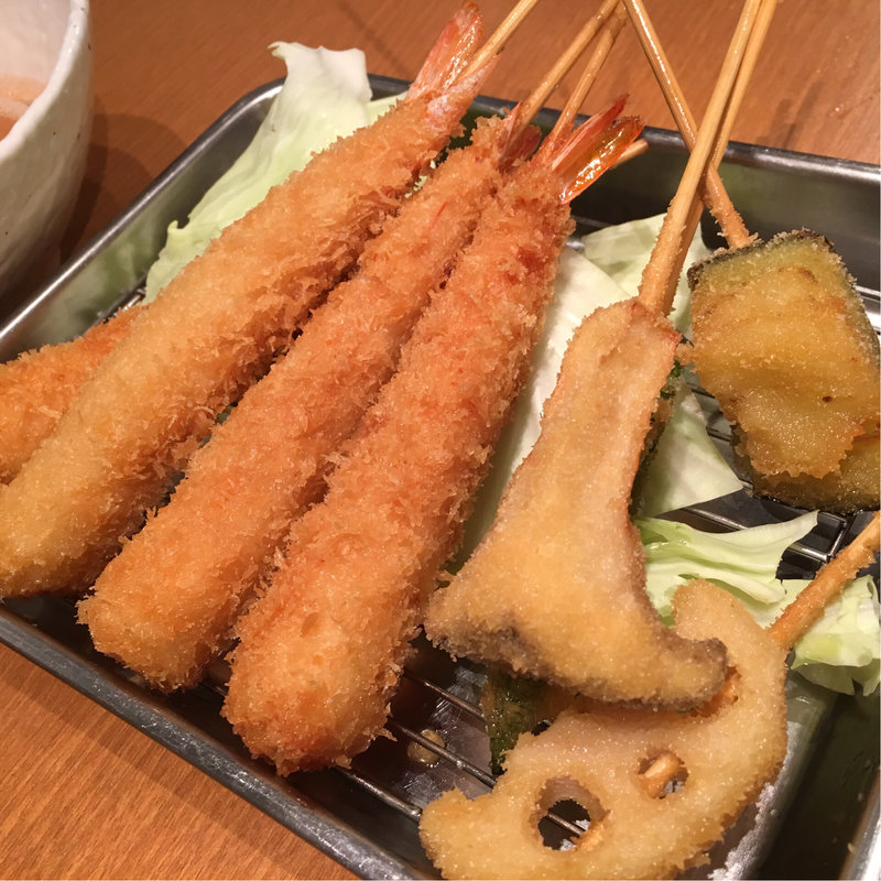 海老フライ、野菜フライセット(海老どて食堂エスカ店)