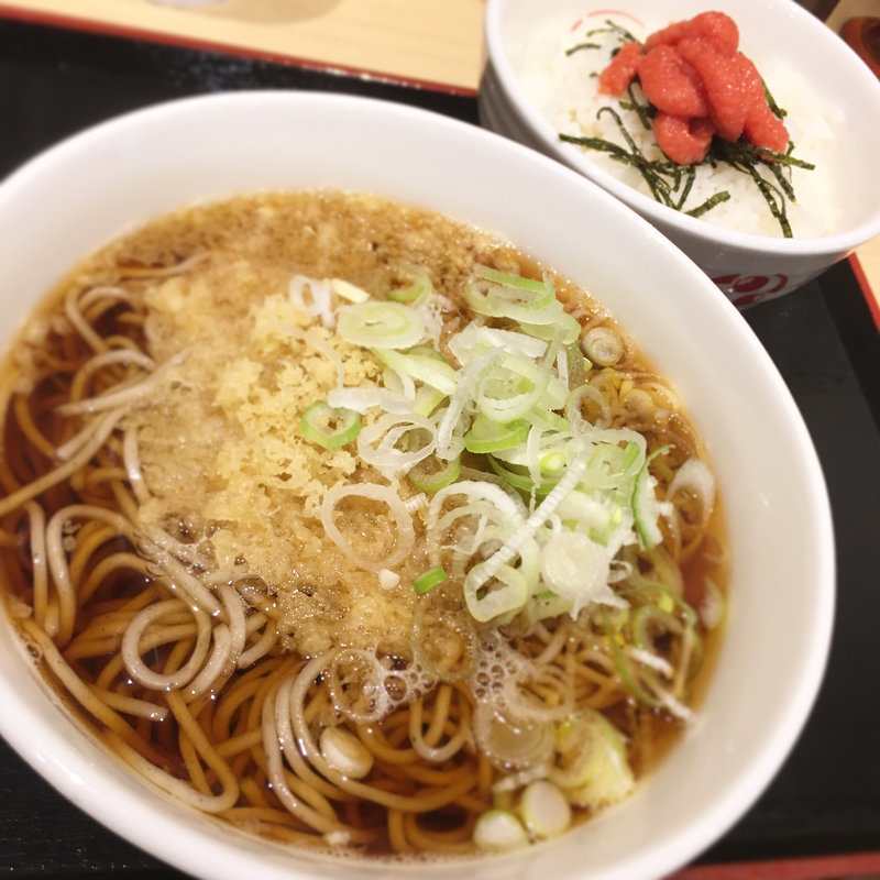 朝そば明太子ご飯セット(いろり庵きらく 下総中山)