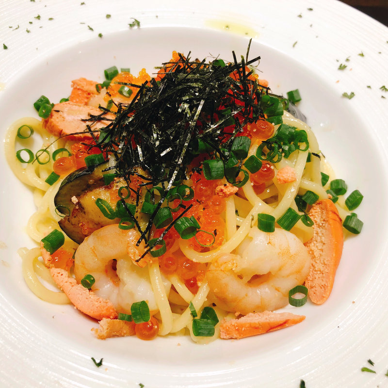 焼きタラコと魚卵のアーリオオーリオ(Ciao!! Centro（チャオ チェントロ）)