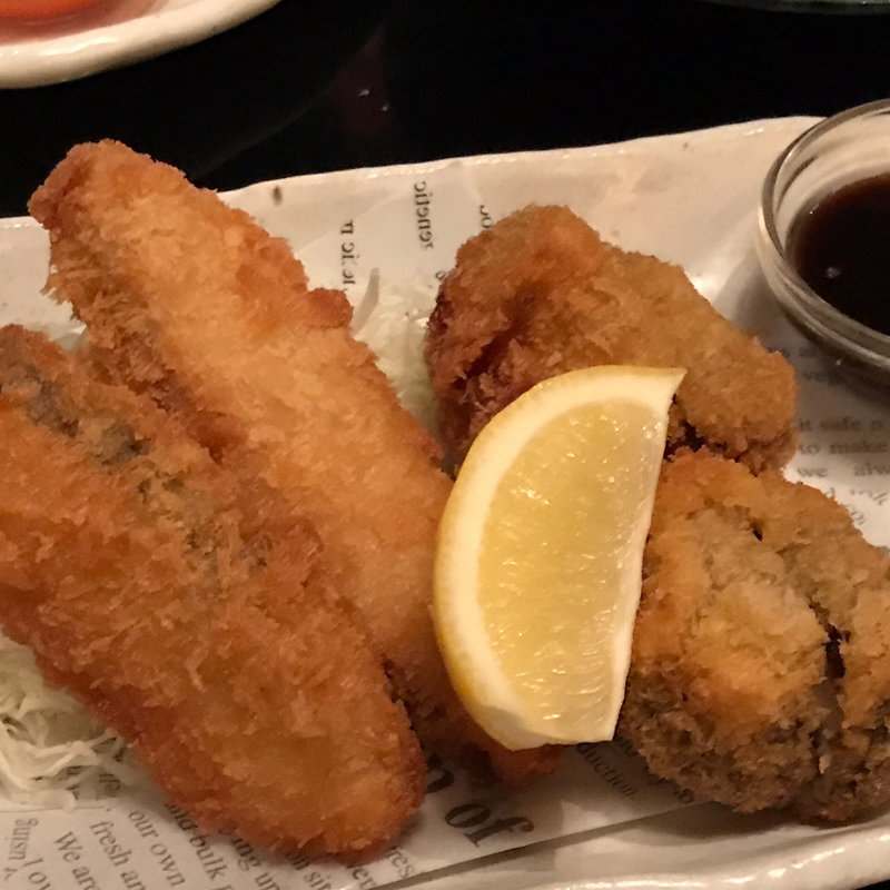 北海道産秋鮭と椎茸の肉詰めフライ(白木屋 南海なんば北口駅前店)