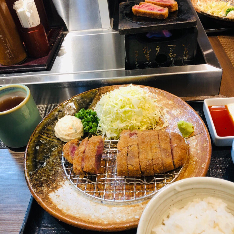 牛カツ麦飯明太セット(牛かつ もと村  渋谷道玄坂店)